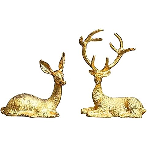 1 Pair Reindeer Figurines Resin Deer Statue Reindeer Statue Deer Ornaments Elk Statue Reindeer Sculpture Deer Figurine Statue Props for Xmas Home Office Decor Cover