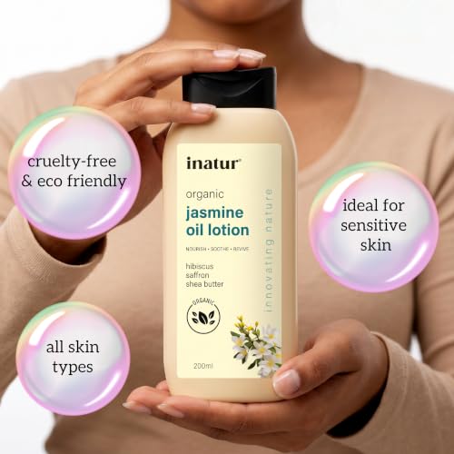 Image of inatur Jasmine Oil Body Lotion 200ml | Lightweight Daily Moisturizer | Refreshing jasmine fragrance for a spa-like skincare experience