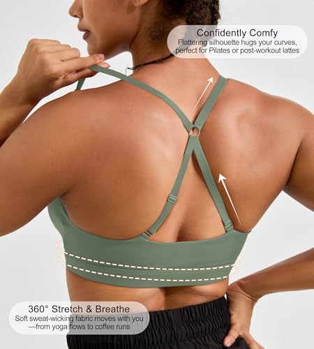 Image of Padded Sports Bras for Women - Strappy Sports Bra Workout Tops for Women Twist Front Gym Tops