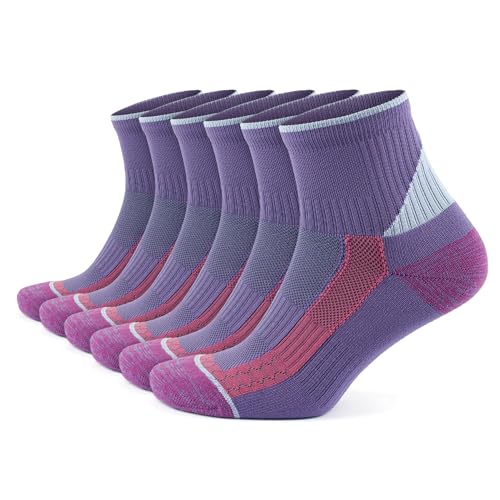 Image of GoWith 2-3 Pairs Quarter Running Socks for Men & Women, Athletic Anti-Blister Cushioned Seamless Padded Ankle Socks