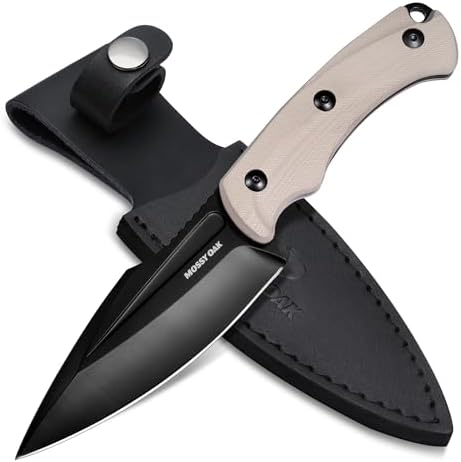 Mossy Oak Mossy Oak 8.5" Full-tang Fixed Blade Knife with Sheath (G10 Handle-Desert) | Stainless Steel Blade; Outdoor Knives for Survival, Camping, Hiking
