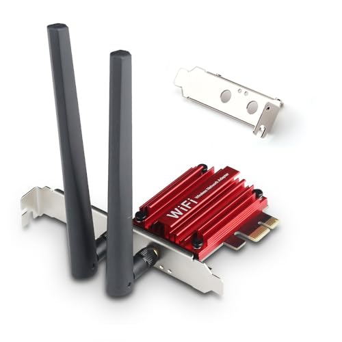 Tarjeta WiFi 6 PCIe con Bluetooth 5.2, AX1800 de banda dual 2.4G/5G para escritorio | Chip MT7921, compatible con Windows 10/11, baja latencia para juegos y transmisión 4K, antena de alta ganancia y seguridad WPA3 miniatura 1