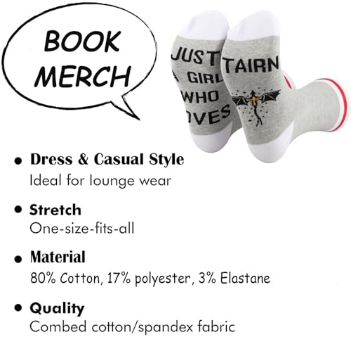 TSOTMO Book Merch Socks Dragon Novelty Socks SJM Merch Gift for Fantasy Reader Bookish Tairn Dragon Gift2