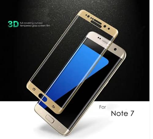 Image of Screen Protector for Samsung Galaxy Note 7 (Gold) Tempered Glass Edge-to-Edge 6D Screen Guard With Installation Kit