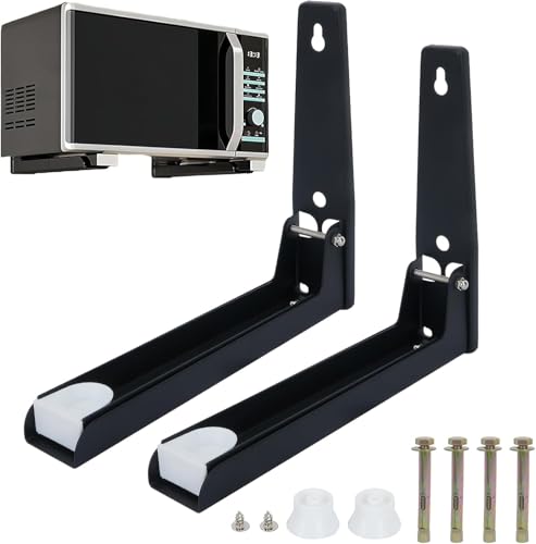 FOGAWA 2 Piezas Soporte de Pared para Horno de Microondas Estante de Horno para Microondas Soporte de Microondas Universal Acero Inoxidable Soporte de Microondas para Colgar Microondas Retráctil