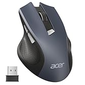 acer Mouse Wireless Ergonomico, mouse computer ottico USB senza fili, 2,4 GHz con ricevitore mini USB, 1600 DPI regolabile, 6 pulsanti, compatibile con PC/Mac/Laptop/Chromebook