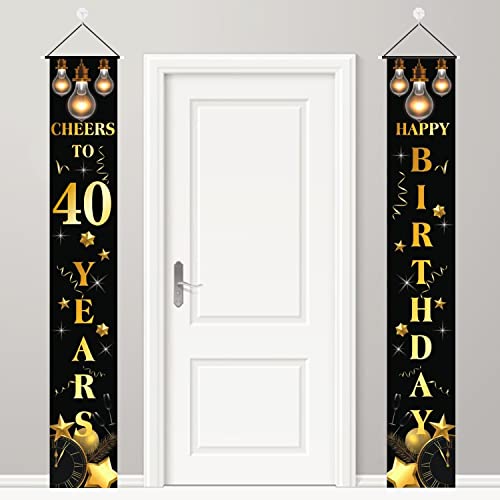 40 Ans Anniversaire Bannière Joyeux Anniversaire Noir Or 40 Ans Anniversaire Décoration Garcons/Filles Fournitures de Fête Anniversaire 40 Anniversaire Porte Signe Bannière Cover