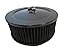 Black Steel Muscle Car Style 6 3/8 in Air Cleaner Black Element, For Custom Or Classic Car Truck Rat Rod Or Hot Rod model, For 4bbl Carburetors With 5 1/8 in neck, Air Cleaner Part Number 2292BK/BK