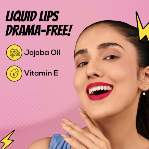 Image of RENEE Everyday Quick Stay Liquid Lipstick - Cherry Temptation, Matte Long Wear Lip Colour for Women, Lightweight Hydrating Non Drying Formula with Jojoba Oil and Vitamin E, Rich Colour Payoff, 1 ml
