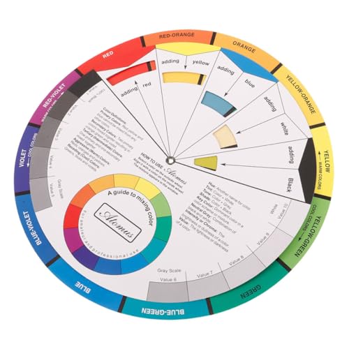 Angoily International Standard Small Rotatable Color Wheel for Painting and Drawing Learning Chart Art Students Mix Guide