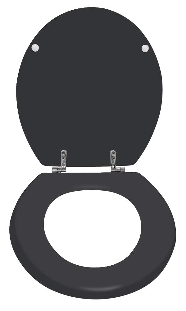 WENKO Abattant WC Noir Prima, abattant WC avec Fixation INOX, MDF, 37 x 41 cm, Noir Mat