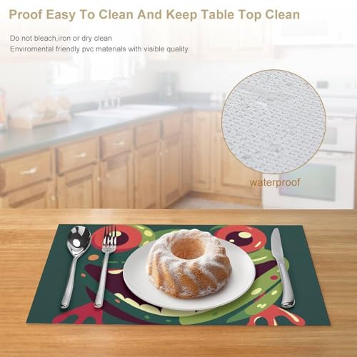Set de table en PVC résistant à la chaleur et lavable motif grenouille - 5