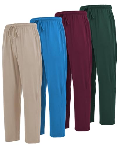 Image of Andrew Scott Men's Cotton Lounge Pants | Multi Packs & Colors | Soft & Light Drawstring Yoga & Sleep PJ Bottoms