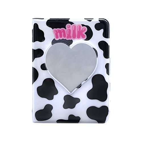 GUOJOZO 3 Inch Mini Photo AlbuPhotocard Holder, Love Heart Hollow Photocard Id Holder 40 Pockets (Black)