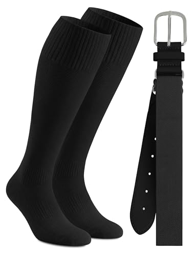 Cooraby Baseball Socks and Belt Combo Youth Boys Adjustable Softball Football Socks and Elastic Baseball Belts for Boys Girls
