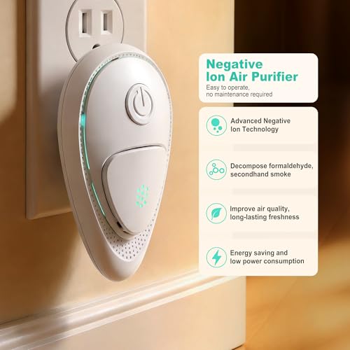 Image of Jandcase Plug In Air Ionizers Negative Ion Technology Plug-In Air Purifier | Small Air Ionizers for Home Bedroom, Portable Quiet Odor Reducer for Pets, Smoke, Dust, Air Cleaner White