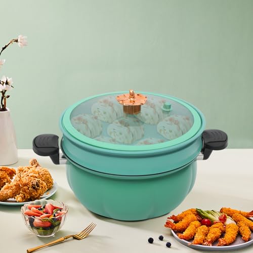 Xuthusman Micro Pressure Pot, Pumpkin Shaped Pressure Cooking Pot, Non-stick Coating Multi-Function Micro Pressure Cooking Pot for Home Kitchen 8L/2.11Gal (Green)