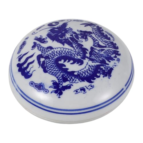 COOPHYA 青 と 白 磁器 書道 箱 絵画 スタンプ パッド 絵画 インク ペースト