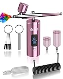 SICOPRO Airbrush Kit, Cordless Airbrush for Nails, Air Brush Kit With Air Compressor for Models/Shoes/Cakes/Hair, Air Brush Guns For Painting (Pink)