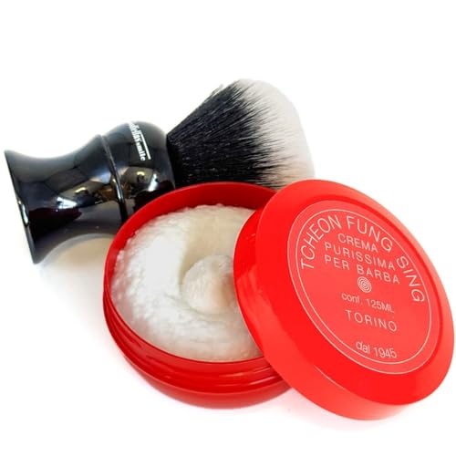 Image of TFS Ciotola Rossa Semi‑Soft Shaving Soap - Classic Almond Scent - 125 ml / 4.2 oz - Rich Vegetable‑Based Lather - Reusable Tub - Crafted in Torino, Italy (Since 1945)