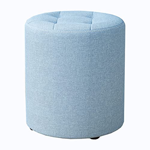 Tocador de madera azul con taburete para pasillo y sala de estar con luz 2