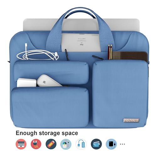 Image of Probus 360 Protective Laptop Shoulder Bag for 14 Inch Laptop /MacBook /Chromebook /Notebook Water Resistant Sleeve Case Cover Office Bag - Sky Blue