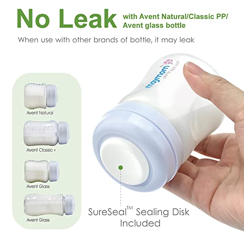 Image of Maymom Wide-Mouth Milk Storage Collection Bottle with Dome Cap, Bottle Top, SureSeal Sealing Disk; Can Replace Spectra S1 S2 Bottles, 5 pc (4.7Oz /140mL)