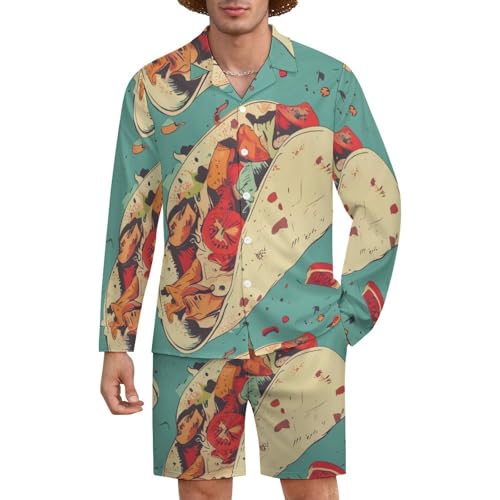 Burrito Tortilla PatternMen's Long-sleeved Suits for Everyday Casual Wear