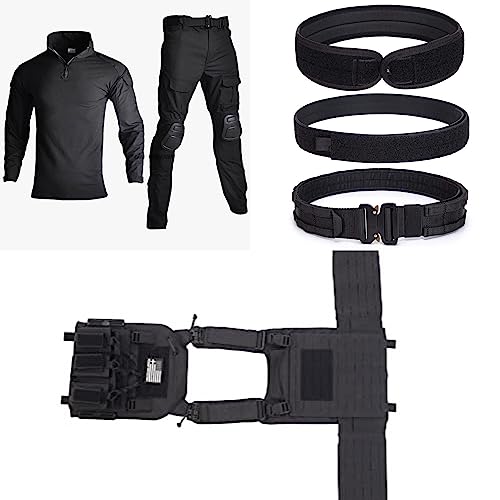 Redemption Tactical Build Your Own Tactical Uniform, Vest Battle Belt, Top and Bottom with Elbow and Knee Pads (XL, Black Multicam, Uniform and Vest Combo)