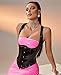 Alivila.Y Fashion Corset Womens PVC Grommet Lace Up Backless Boned Corset Top Steampunk Victorian Bustier FS9006-Black-XS