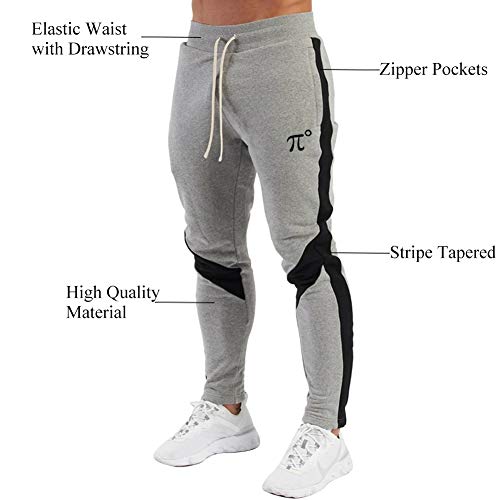 Pidogym Men's Track Pants,Slim Fit Athletic Sweatpants Joggers With Zipper Pockets Light Grey #TOP3