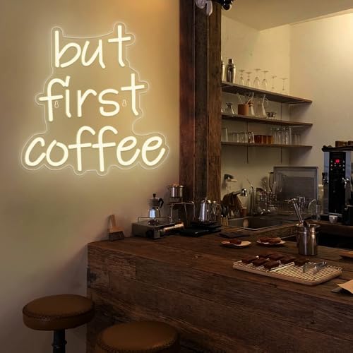 Image of But First Coffee Neon Sign- Coffee Bar Led Neon Sign for Business Neon Led Light Accessories Light Up for Wall Decor, USB Powered Bright Shop for Art Decor Party