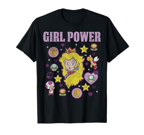 Nintendo Super Mario Peach Girl Power Icons Graphic T-Shirt T-Shirt