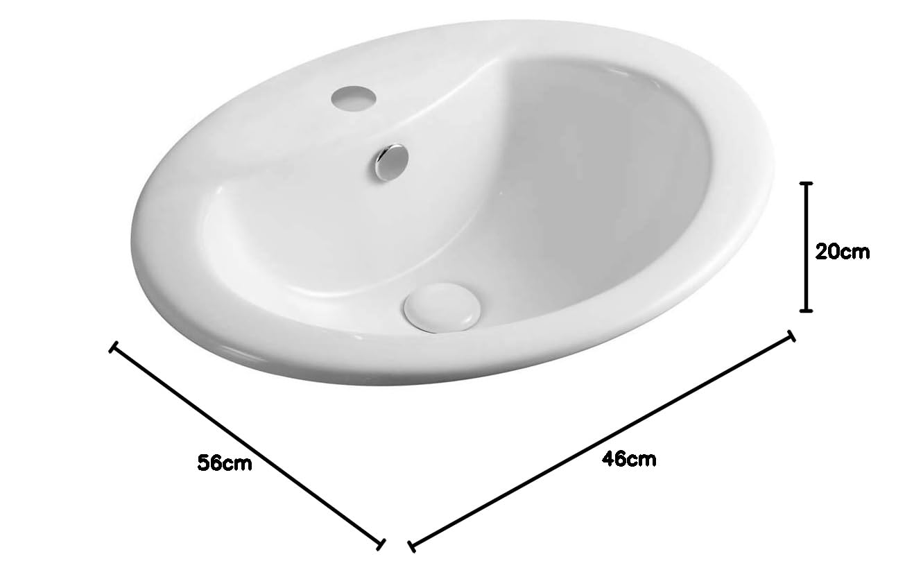 Lavabo sobre encimera con orificio grifo 56 x 46 cm – LS66