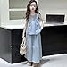 Girls’ Clothing Sets Sleeveless Pleated Crop Top Wide Leg Baggy Pants Kids Cotton Linen Outfit (Sky Blue, 5-6 Years)