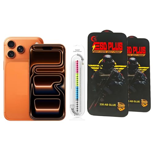 Image of SuperX Edge To Edge Tempered Glass Screen Protector Compatible With Iphone 17 Pro 9H Hardness, Anti-Fingerprint, FHD Clear With Cable Protector Pack 2