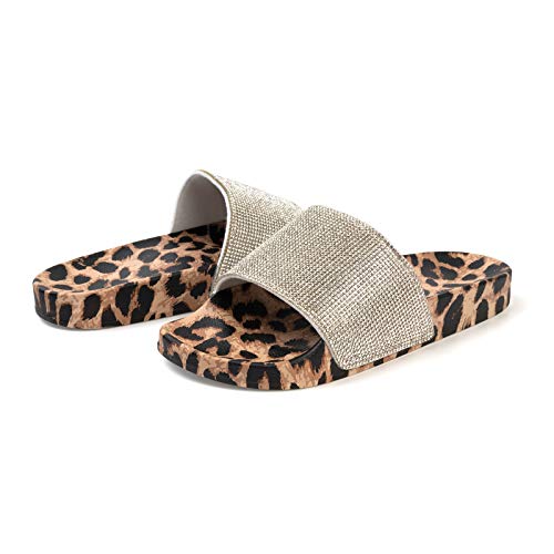 Image of FUNKYMONKEY Women's Slides Rhinestone Glitter Slip On Footbed Platform Sandals
