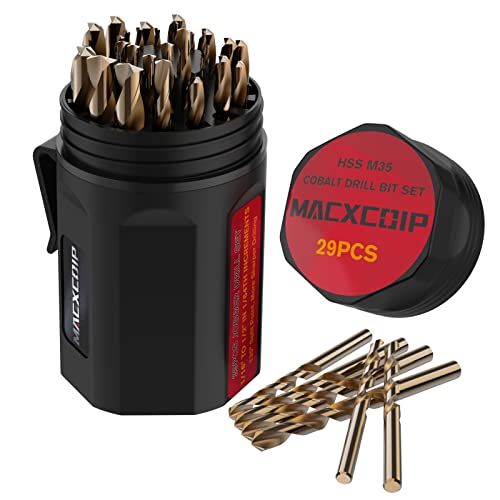 29Pcs(1/16"-1/2") Cobalt Drill Bit Set M35 HSS Jobber Length