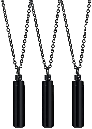 VNOX Urn Necklaces for Ashes - Cylinder Cremation Necklace for Men Women Pet Human Pendant Necklace Keepsake Cremation Jewelry,Set for 5