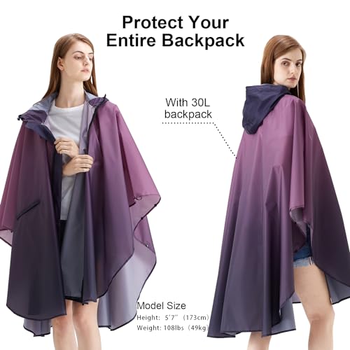 Image of salamra Rain Poncho Jacket - Hooded Waterproof Raincoat with Pocket for Women Men Adults