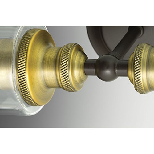 Archives Collection 2-Light Clear Glass Farmhouse Bath Vanity Light Antique Bronze #TOP5