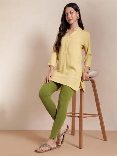 Image of TWIN BIRDS Super Stretchable Cotton Elasthane Fabric Ankle Length Leggings for Women