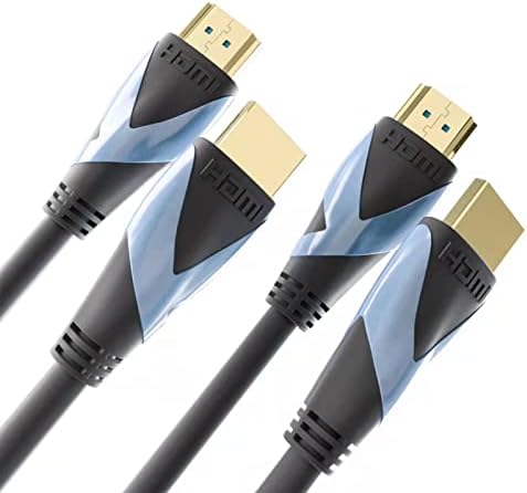 KIMTABO 6 ft HDMI Cables 2 Pack 4K HDMI Cable 60Hz | High Speed HDMI Cord, Y Style, Grey Jacket, Gold Connectors, ARC, 2K, 1080p | for Laptop, PS4, PS5, Xbox One, Monitor, LG, Apple TV, Projector