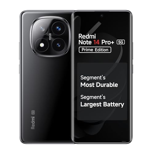 Redmi Note 14 Pro+ 5G Prime Edition (Titan Black, 8GB RAM, 256GB Storage) | Snapdragon 7s Gen 3 Processor | AMOLED Display | Dual Nano-SIM | 6200mAh Battery | Corning Gorilla Glass Victus 2