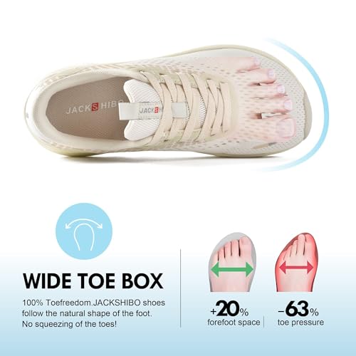 Image of JACKSHIBO Wide Toe Box Shoes Women Arch Support Zero Drop Wide Sneakers | Orthopedic, Plantar Fasciitis, Running, Walking, Athletic, Tennis, Gym, Workout, Supportive, Width, Cushion, Thick Sole