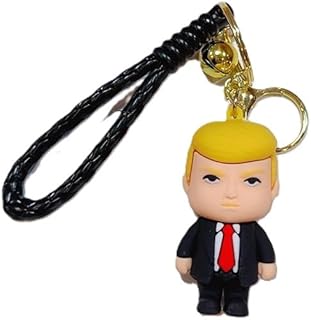 Fashion President Trump Mini Doll Keychain (Creativity and Fashion) President Minifigure Bag Charm Car Key Holder Approx. 2.36" Height 1.73 oz For Fans, Friends, Family