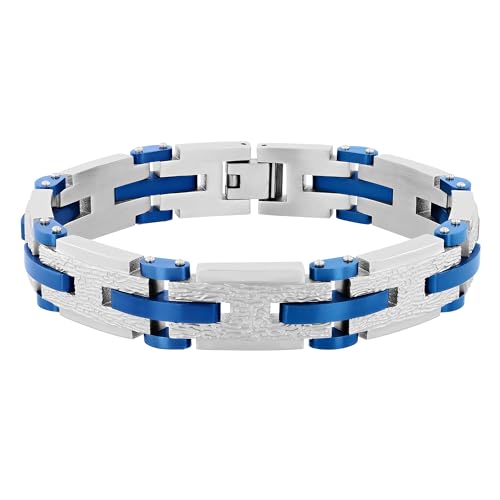 Men's Stainless Steel Textured Link Bracelets Choice of Sizes and Colors