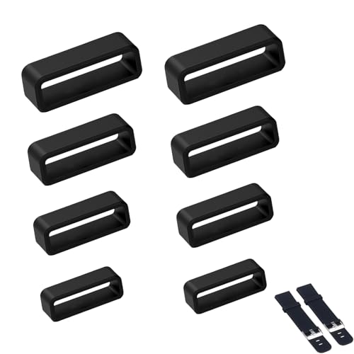 YFANITI 8 Pcs Watch Band Keepers,0.63in/0.71in/0.79in/0.87in Silicone Watch Strap Holder Loops,Watch Strap Keeper for Smart Sport Watches Parts
