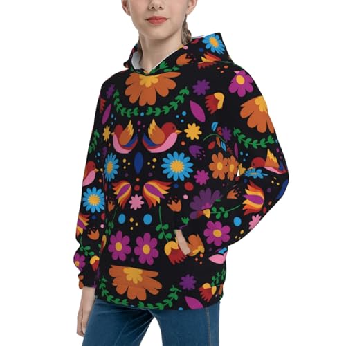 Colorful Floral2 Kid Hoodies Boys Sweatshirts Girls Pullover with Pocket2