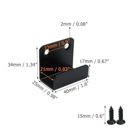 Image of Coshar 20pcs Heavy Duty Wall Mount Bracket Hook Fastener J Shaped Hook Hanger for Ceramic Tile Display and Mirror Picture Frame Fixing - Black (Inner Width 21mm)